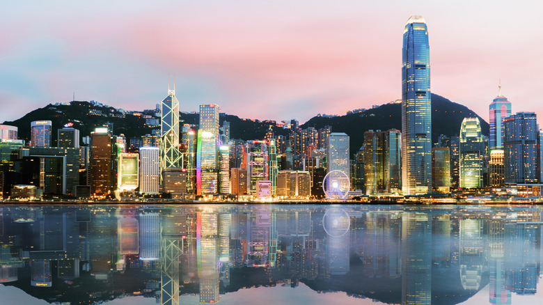 Hong Kong skyline at sunset