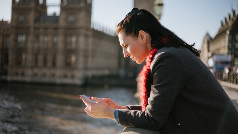 woman on phone in London