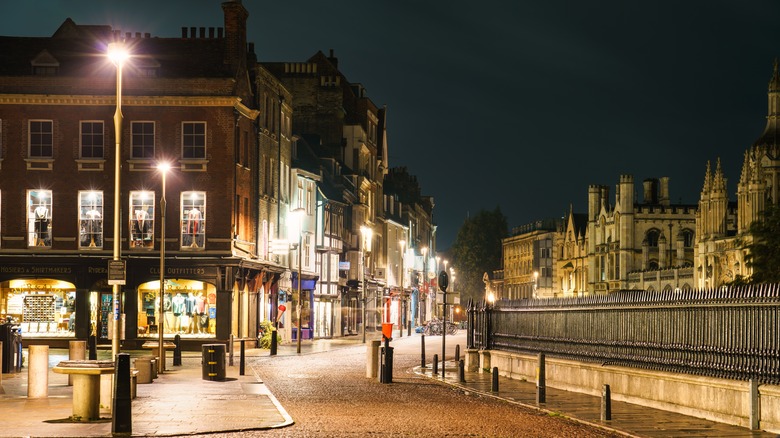 Illuminated Cambridge Street at night