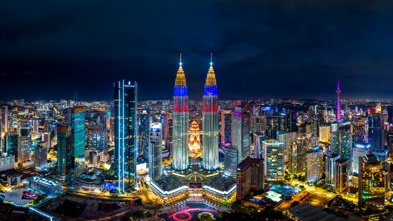 Panoramic night view of Kuala Lumpur skyline