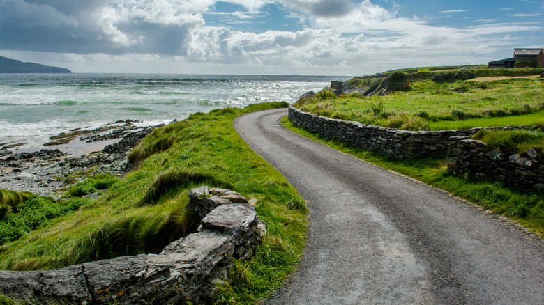 a narrow Irish coast road