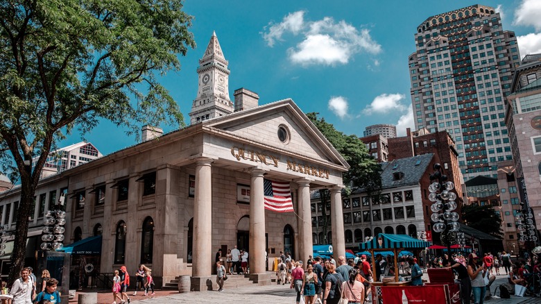 People visit Boston's Quincy Market