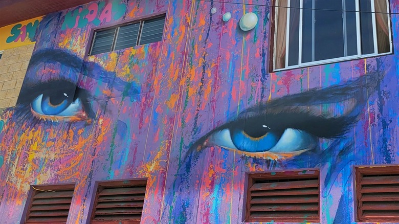 Street art featuring blue eyes