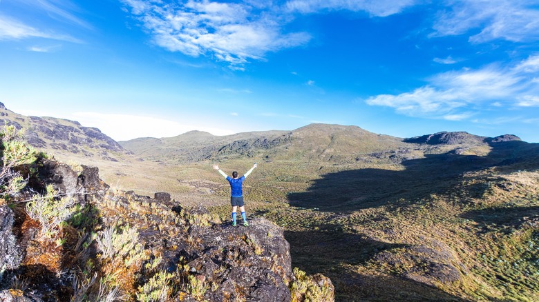 Hiker summiting Cerro Chirripó, Costa Rica