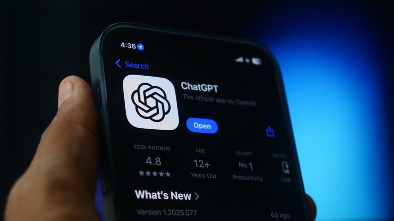 ChatGPT app on a cell phone