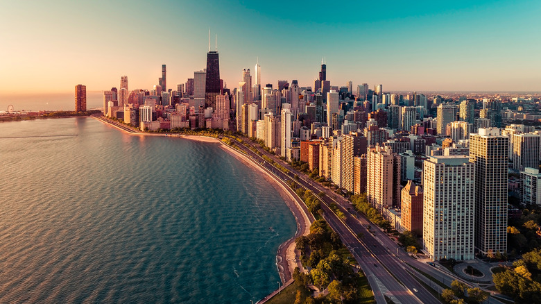 aerial skyline of Chicago