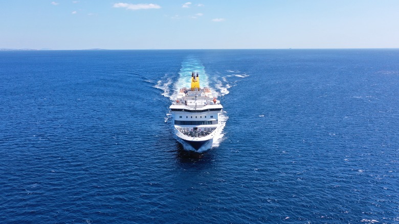 Greek ferry on blue water