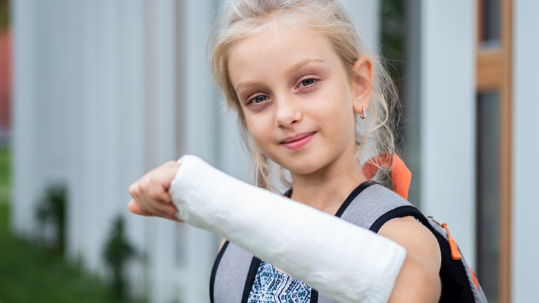 Girl wearing cast
