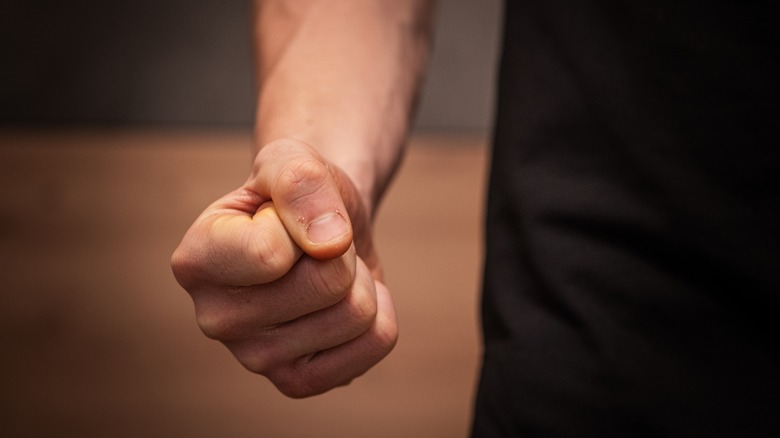 closeup of clenched fist
