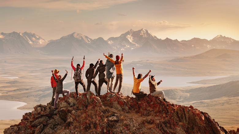 Group on top of a mountain