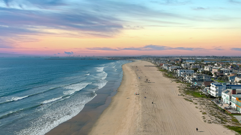 A sunset over Huntington Beach in California