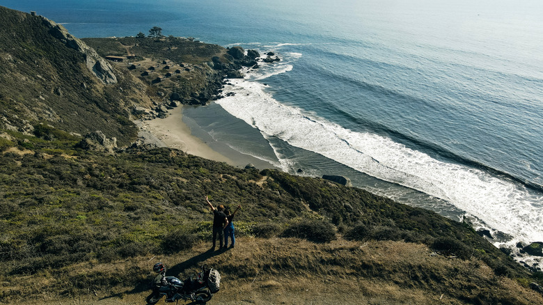 Aerial view of people at Stinson Beach