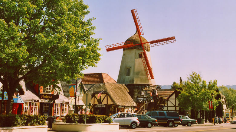 Downtown Solvang and windmill