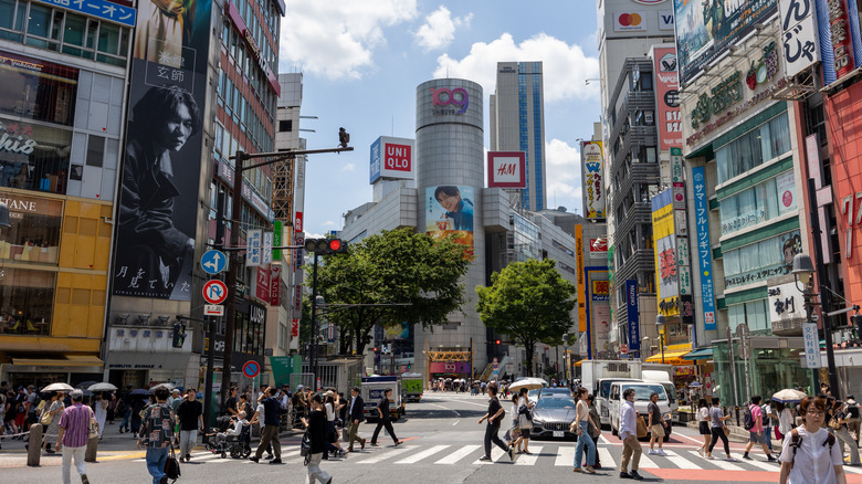 Clothing store signs in Shibuya, Japan