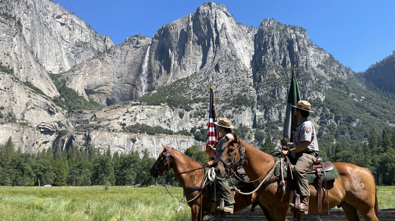 Yosemite park rangers on horses