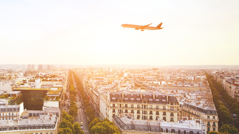 plane flying over Paris