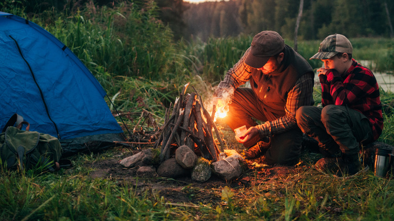 lighting campfire