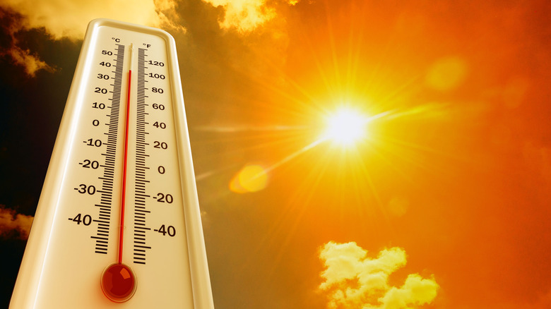 A thermometer is the hot sun