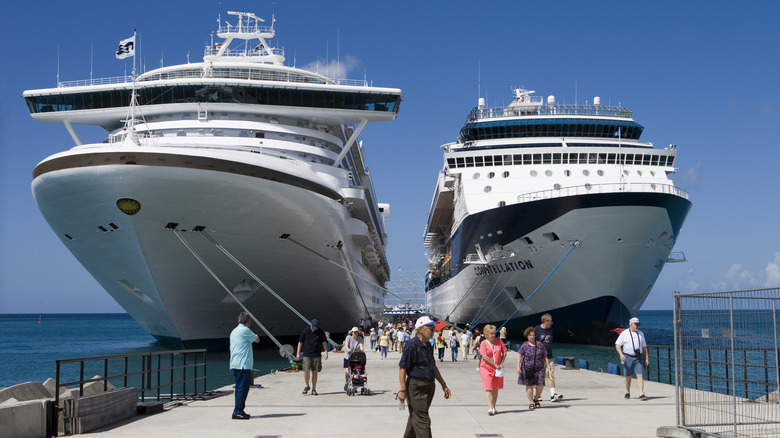 two cruise ships docked