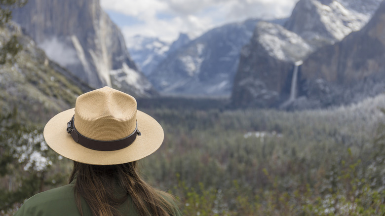 national park ranger look out at view