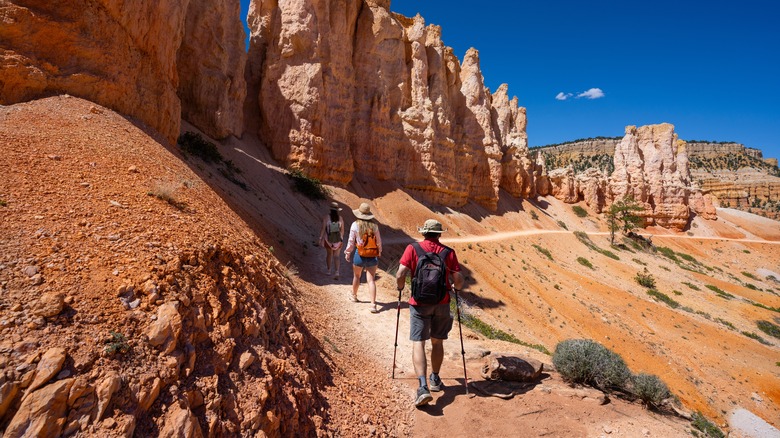 Family hiking in Canyonlands