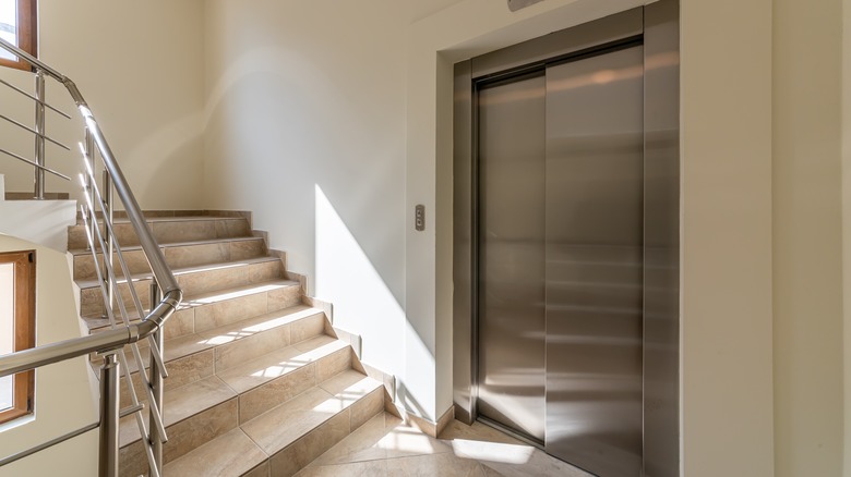 Elevator next to stairs