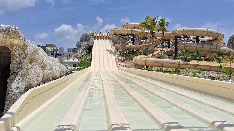 open and enclosed water slides at El Dorado water park