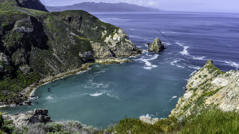 An aerial view of the Channel Islands National Park coast.