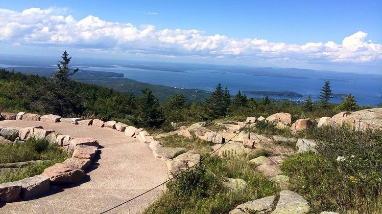look out surrounded by the ocean at Acadia National Park
