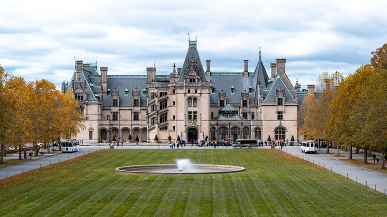 lawn out front of a large estate
