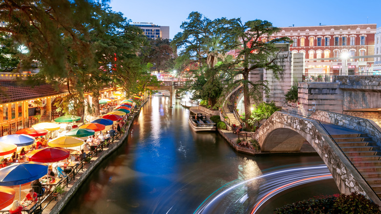 San Antonio River Walk at night