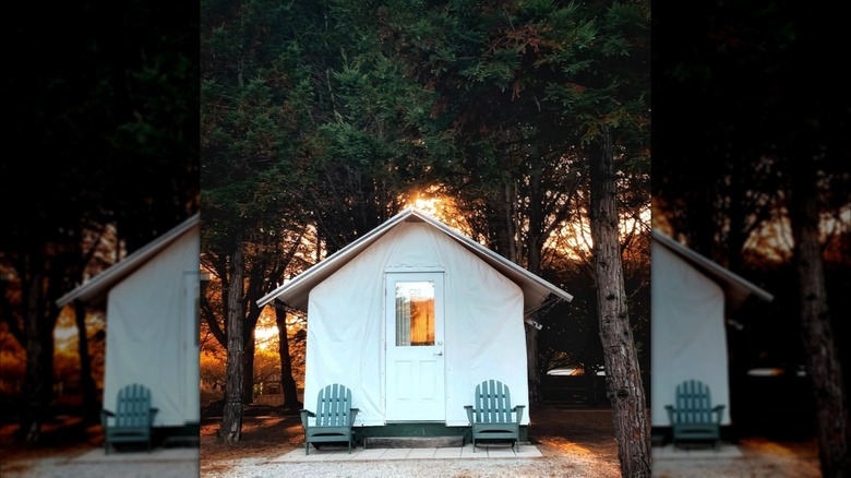 A glamping cottage at Costanoa Lodge & Camp