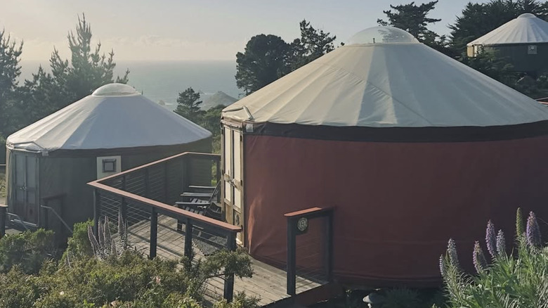 Glamping tents at Treebones Resort in Big Sur, California