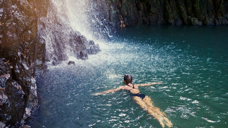 Waterfall swimming