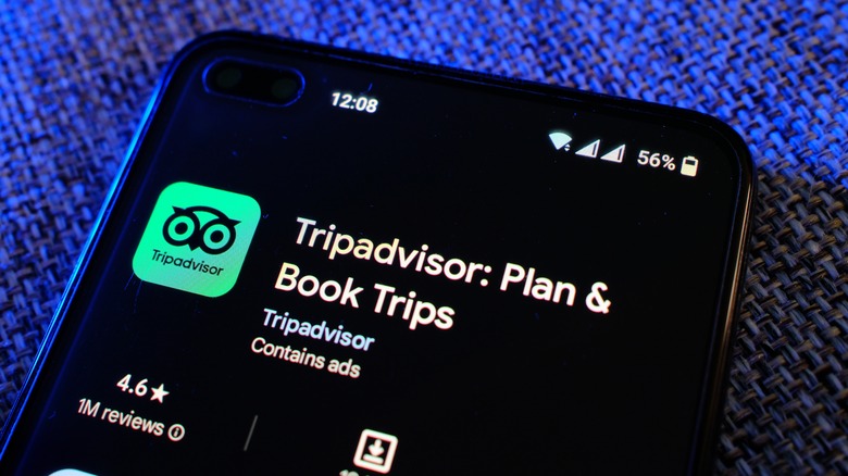 trip advisor app on phone screen