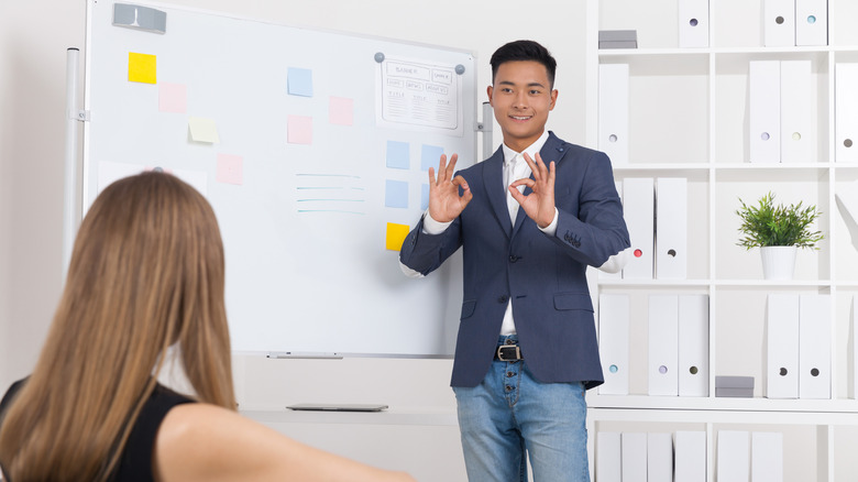 salesperson delivering timeshare pitch