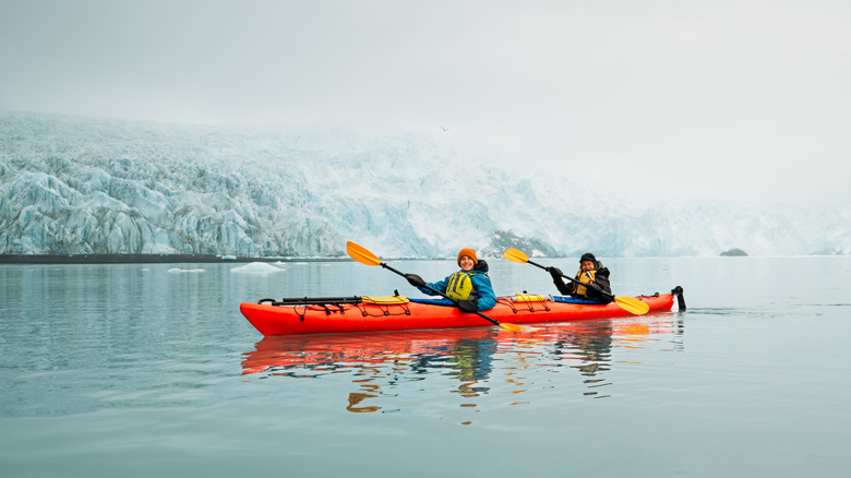 kayaking near glaciers in Alaska