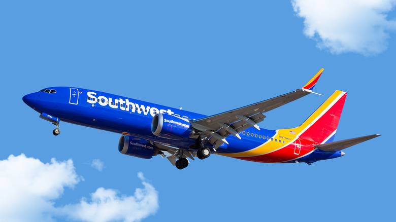 Southwest Airlines plane in sky