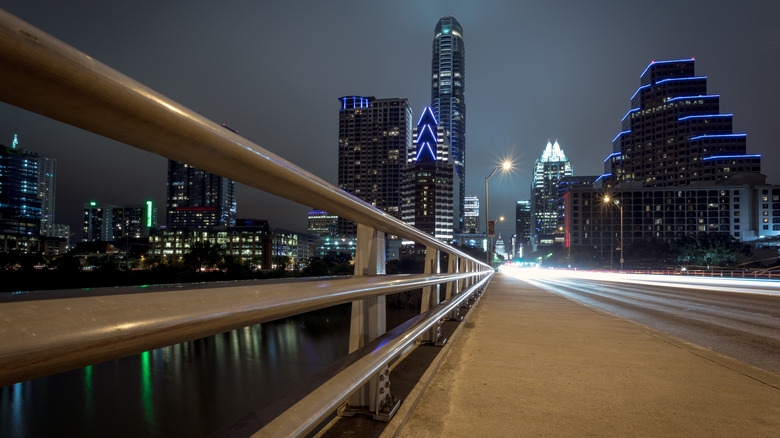 Austin, Texas bridge at night