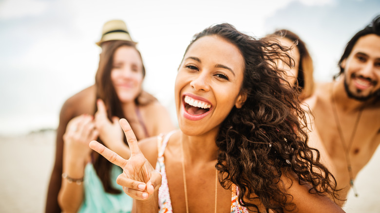 People partying on beach