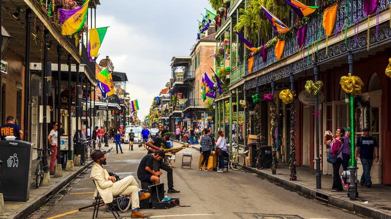 street musicians sit on a street in New Orleans
