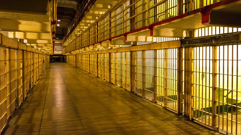 Alcatraz prison at night