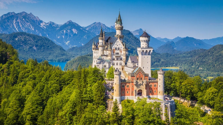 Beautiful view of world-famous Neuschwanstein Castle, the nineteenth-century Romanesque Revival palace