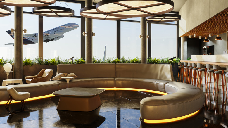 Lounge view from an airport hotel