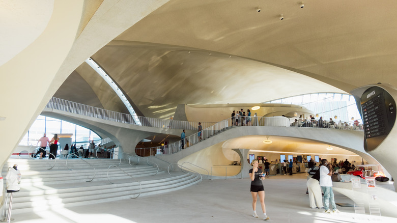 The lobby at the TWA Hotel at JFK Airport