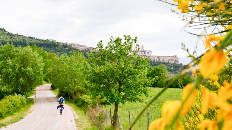 A hiker taking on the Via Francesco