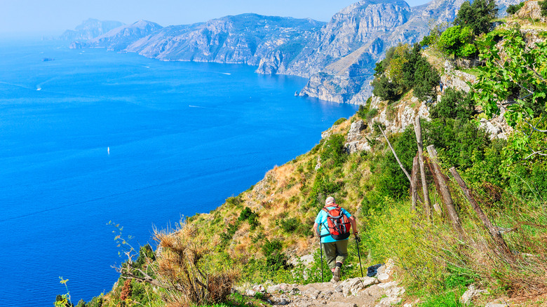 A hiker on the Path of the Gods