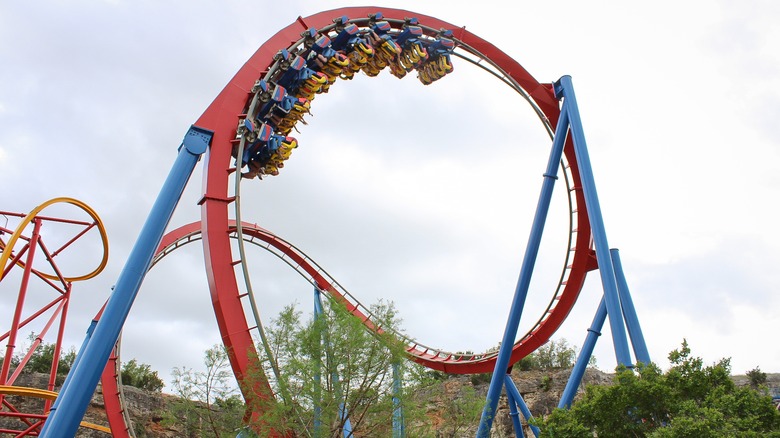 Roller coaster at Six Flags Fiesta Texas in San Antonio