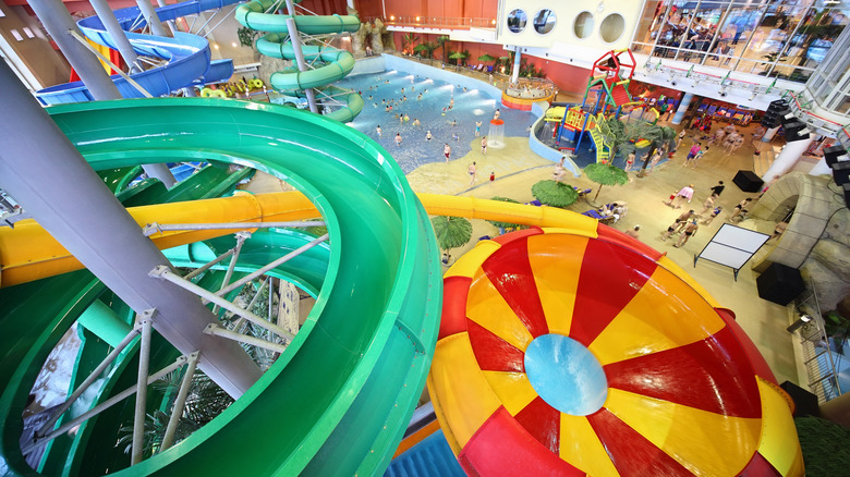 Swirling and colorful indoor slides