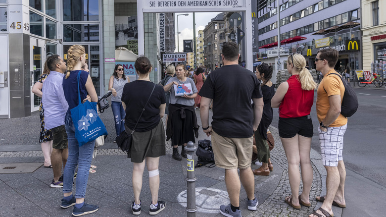 Tourists at Checkpoint Charlie, Berlin